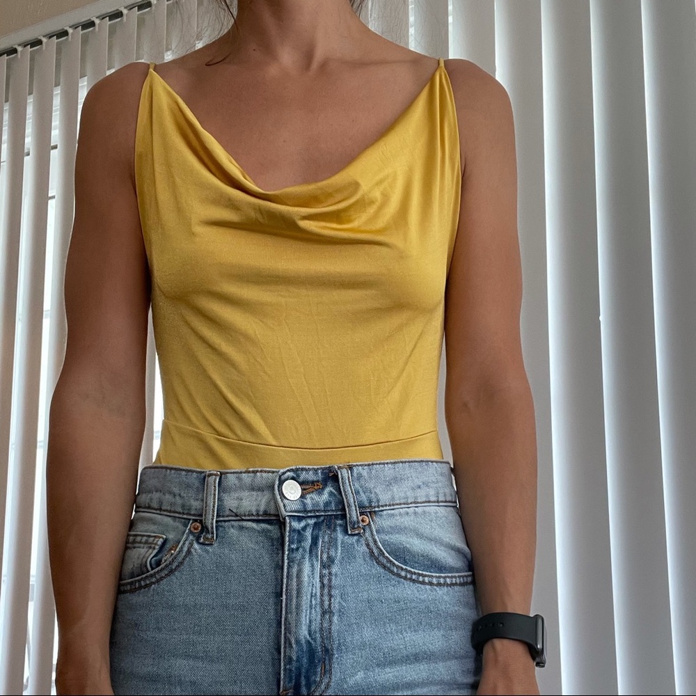 Nasty gal yellow satin body suit